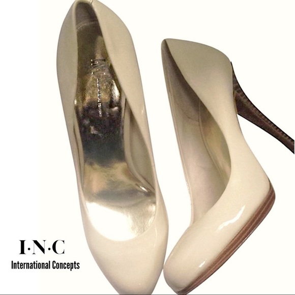 INC International Concepts Shoes - Inc Louie White Bone Patent Leather Heels Size 8.5